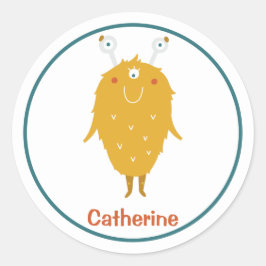 Adesivo Feliz monstro de laranja peludo peludo três olhos