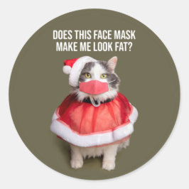 Adesivo Feliz Natal 2020 Gato Gordo na Máscara