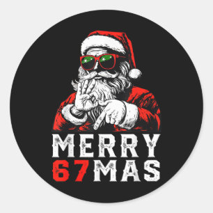 Adesivo Feliz Natal 6 7 Meme Divertido Papai Noel 67 Mão X