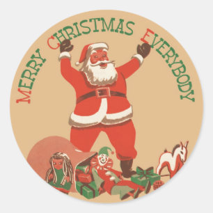 Adesivo Feliz Natal a Todos! Santa Claus Vintage