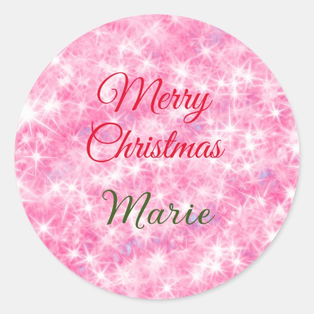 Adesivo Feliz Natal adiciona nome vermelho brilho (Frente)