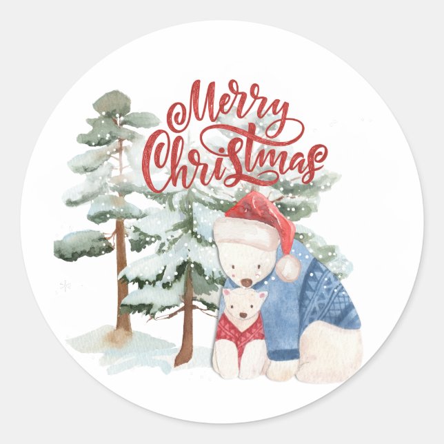 Adesivo Feliz Natal Adorável Design de Férias (Frente)