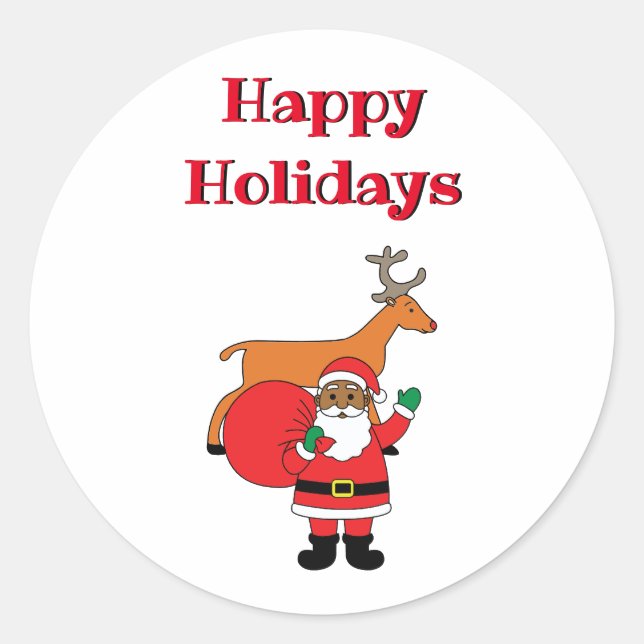 Adesivo Feliz Natal Africano Americano Papai Noel (Frente)