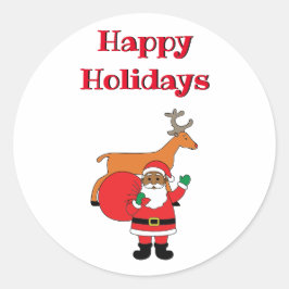 Adesivo Feliz Natal Africano Americano Papai Noel