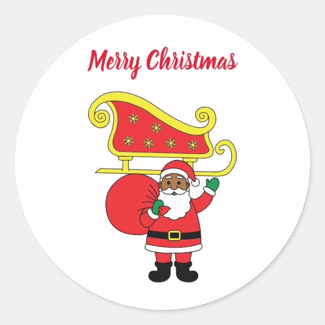 Adesivo Feliz Natal afro-americano Papai Noel (Frente)