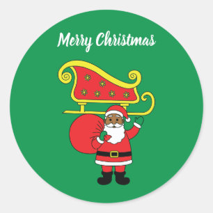 Adesivo Feliz Natal afro-americano Papai Noel Verde