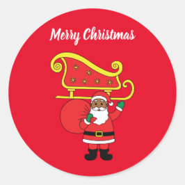 Adesivo Feliz Natal afro-americano Papai Noel Vermelho