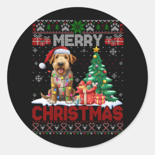 Adesivo Feliz Natal Airedale Terrier Dog Lover Ugly Xm