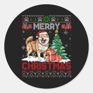 Adesivo Feliz Natal Akita Dog Lovers Família Feia Xmas