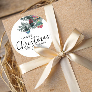 Adesivo Feliz Natal Aquarela Botânica