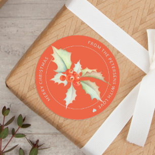 Adesivo Feliz Natal, aquarela Sagrada personalizada vermel