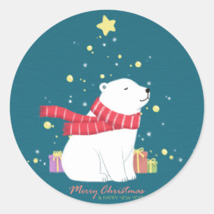 Adesivo Feliz Natal: Arte de Ilustração do Urso Polar