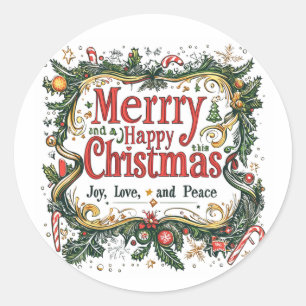 Adesivo Feliz Natal Arte Festiva - Alegria, Amor e Paz