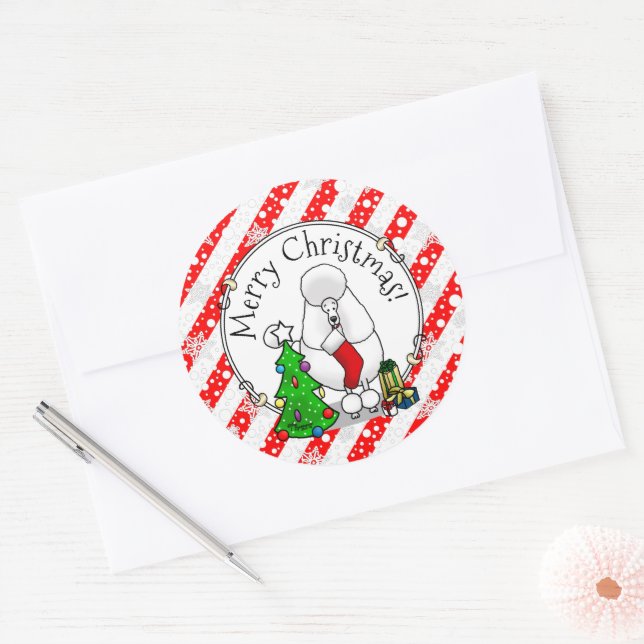 Adesivo Feliz Natal Árvore 2 Poodle (branco) (Envelope)