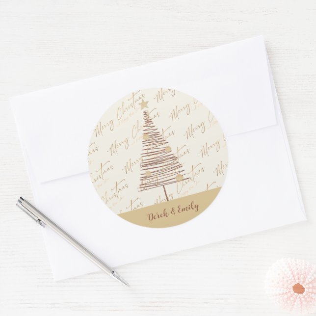 Adesivo Feliz Natal Árvore de Ano Novo Feriados Felizes (Envelope)