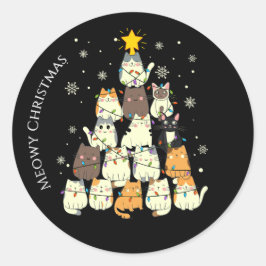 Adesivo Feliz Natal Árvore de Gatos Meowy