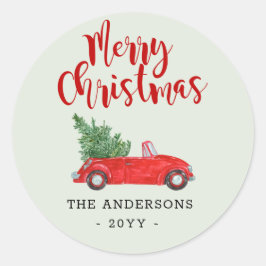 Adesivo Feliz Natal Árvore de Natal em Carro Vermelho Feri