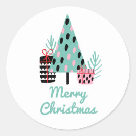 Adesivo Feliz Natal | Árvore de Natal Festiva, Moderna e F