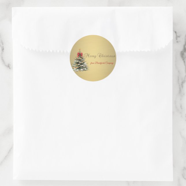 Adesivo Feliz Natal,Árvore de Natal,Ouro (Bolsa)