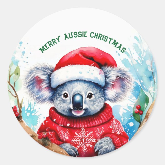 Adesivo Feliz Natal Australiano Koala  (Frente)