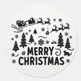 Adesivo feliz natal b & w clipart