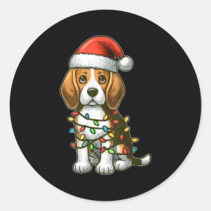 Adesivo Feliz Natal Beagle Papai Noel Luzes de Natal Cacho