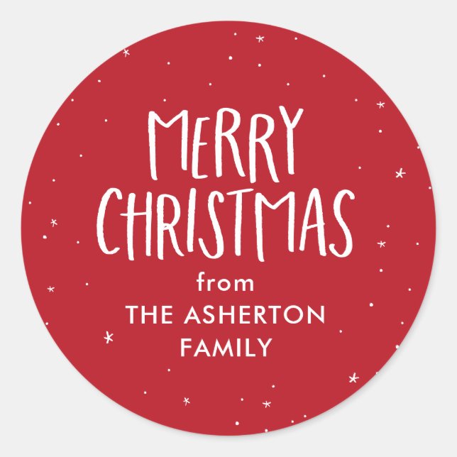 Adesivo Feliz Natal, belas estrelas vermelhas, pontos de N (Frente)