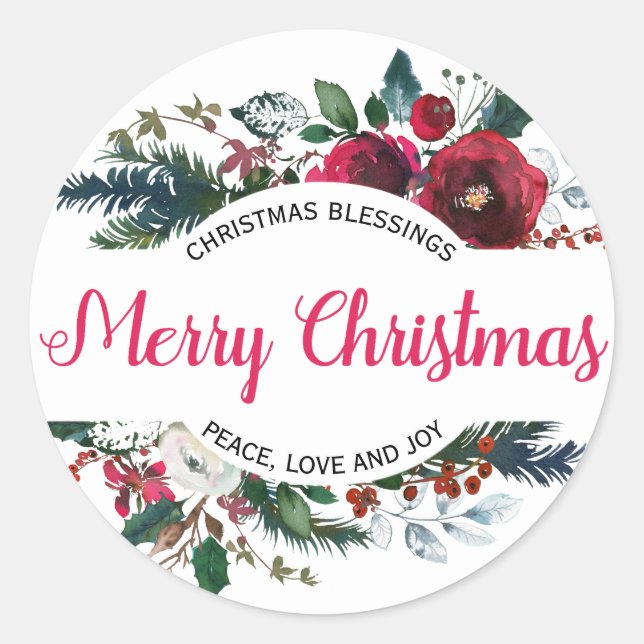 Adesivo Feliz Natal Bênçãos Red Floral (Frente)