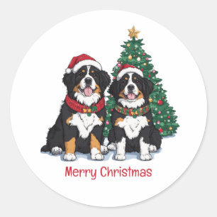 Adesivo Feliz Natal Bernese Mountain Dogs