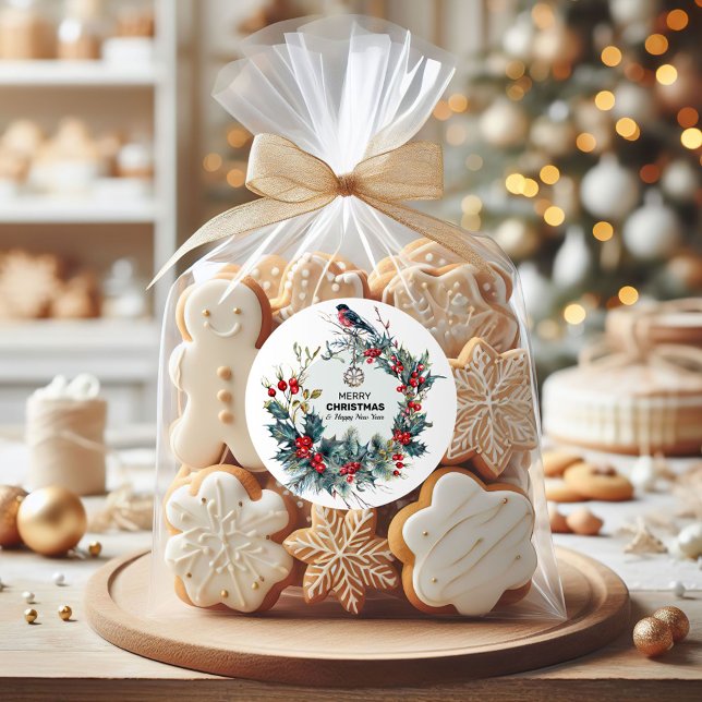 Adesivo Feliz Natal - Berries Vermelho e Bullfinch (Criador carregado)