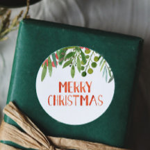 Feliz Natal Berry e Branch Watercolor