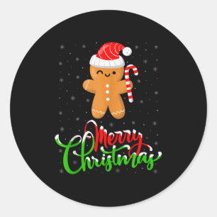 Adesivo Feliz Natal Biscoito de Gengibre Divertido de Nata