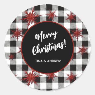 Adesivo Feliz Natal Black White Buffalo Check