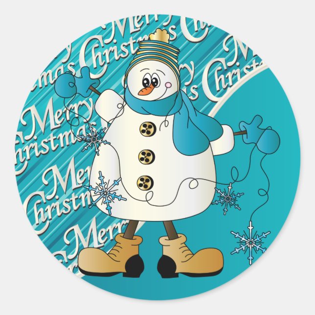 Adesivo Feliz Natal Blue Snowman (Frente)