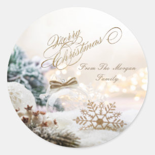 Adesivo Feliz Natal Bolas Brancas Flocos de Neve