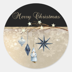 Adesivo Feliz Natal, Bolas de Galho Papai Noel