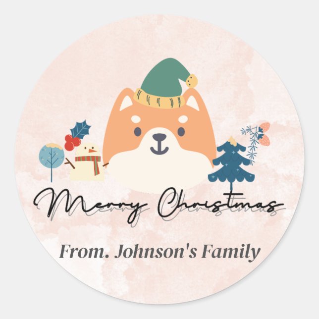 Adesivo Feliz Natal, bonitinhos de presentes para cães Shi (Frente)