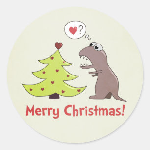 Adesivo Feliz Natal bonito do dinossauro dos desenhos