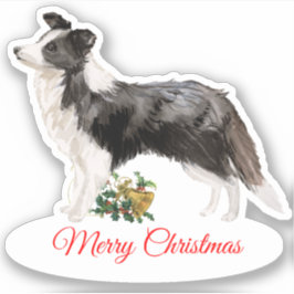 Adesivo Feliz Natal Borda Collie Personalizada Vinil