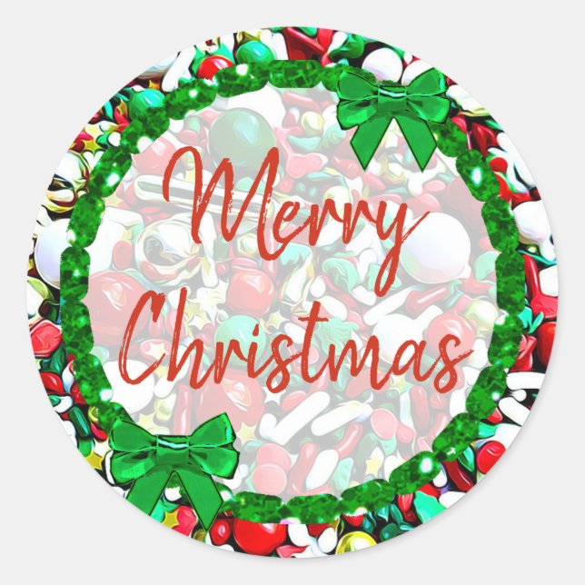 Adesivo Feliz Natal Branco, Feriados Verdes Vermelhos, Spr (Frente)