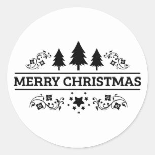 Adesivo Feliz Natal branco preto