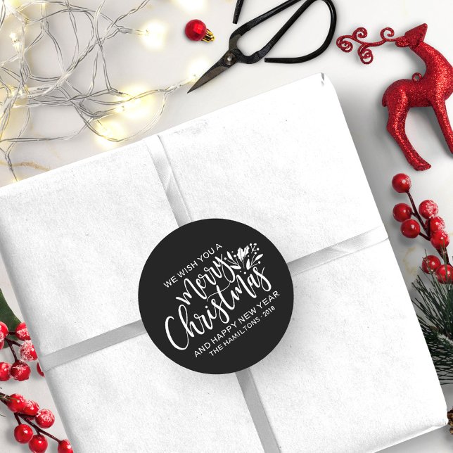 Adesivo Feliz Natal Branco preto (Criador carregado)