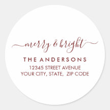 Feliz Natal Brilhante Endereço de retorno vermelho