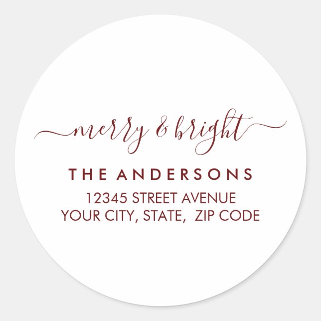 Adesivo Feliz Natal Brilhante Endereço de retorno vermelho (Frente)