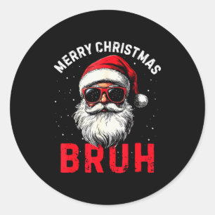 Adesivo Feliz Natal Bruh Engraçado Papai Noel Retro Homens