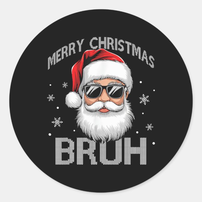 Adesivo Feliz Natal Bruh Funny Papai Noel Retro Men W (Frente)