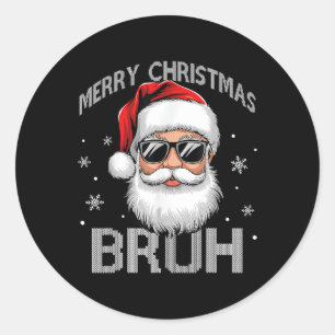 Adesivo Feliz Natal Bruh Funny Papai Noel Retro Men W