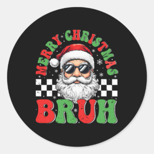 Adesivo Feliz Natal Bruh Funny Papai Noel Retro Men W