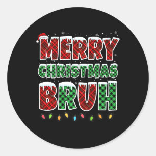 Adesivo Feliz Natal Bruh Red Green Xadrez Xmas Luzes F