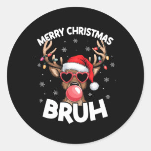 Adesivo Feliz Natal Bruh Reindeer Engraçado Adolescente de